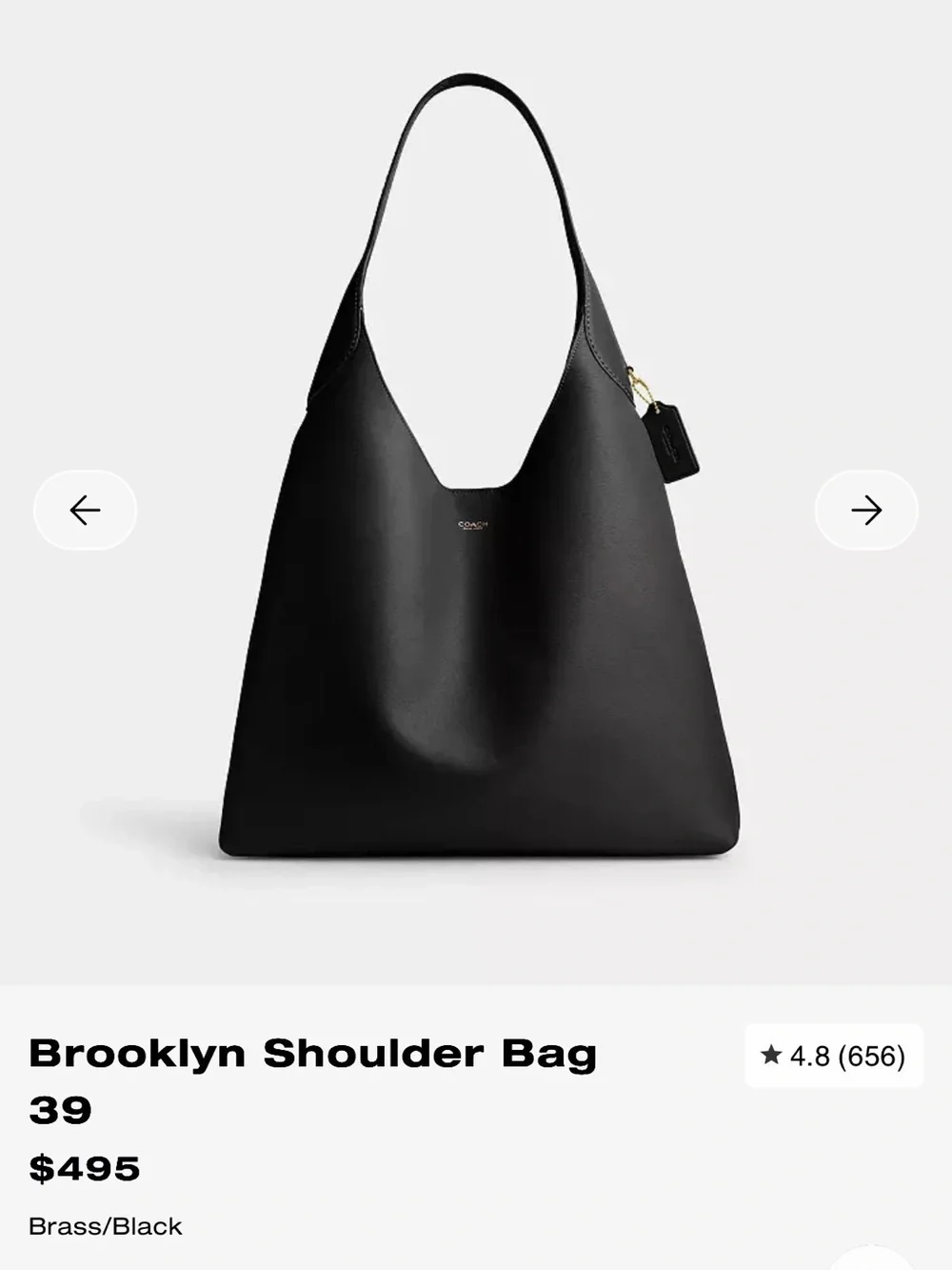COACH Black Leather Shoulder Bag Brooklyn 39